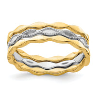 14K Yellow & White Gold Set of 3 Stackable Rings-R658