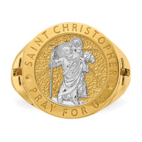 14K w/Rhodium Saint Christopher Ring-R669