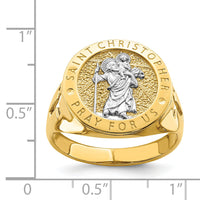 14K w/Rhodium Saint Christopher Ring-R669