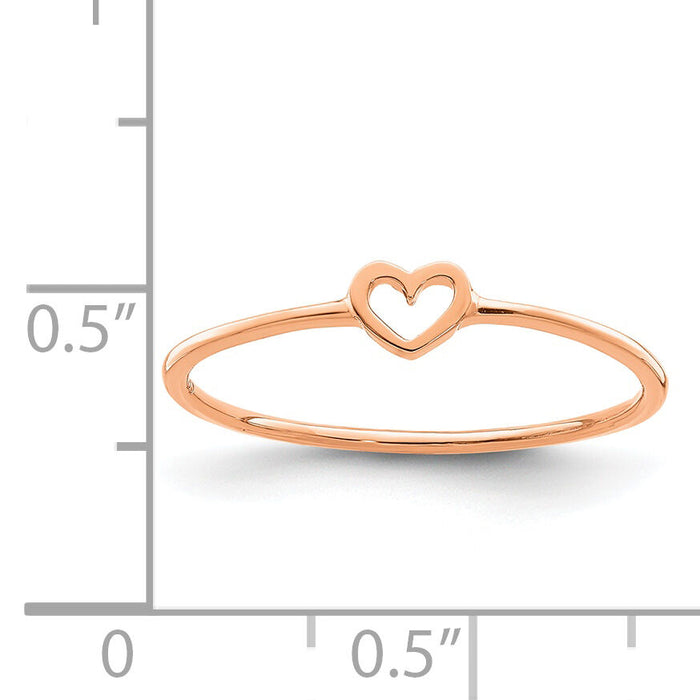 14K Rose Polished Heart Ring-R671R