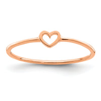 14K Rose Polished Heart Ring-R671R