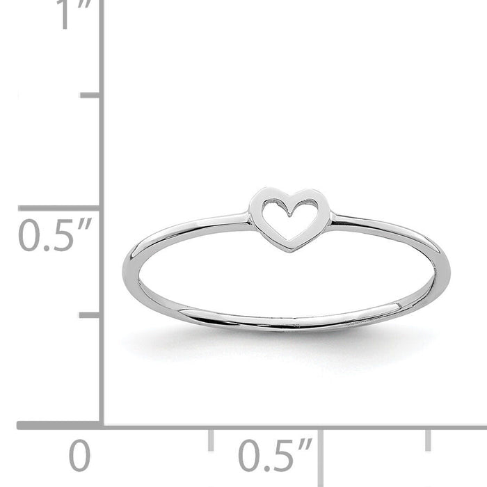 14K White Polished Heart Ring-R671W