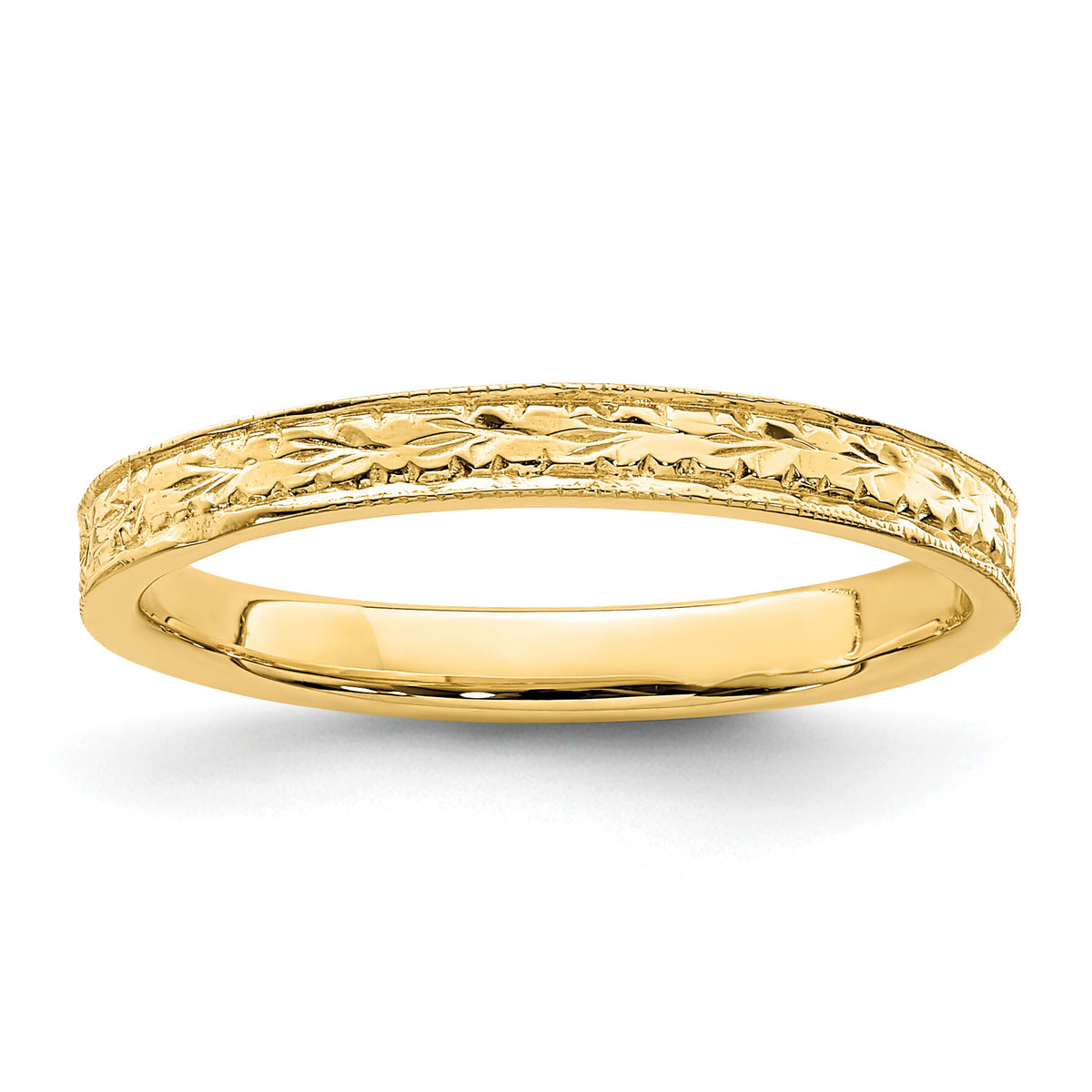 14K Polished Floral Band-R672
