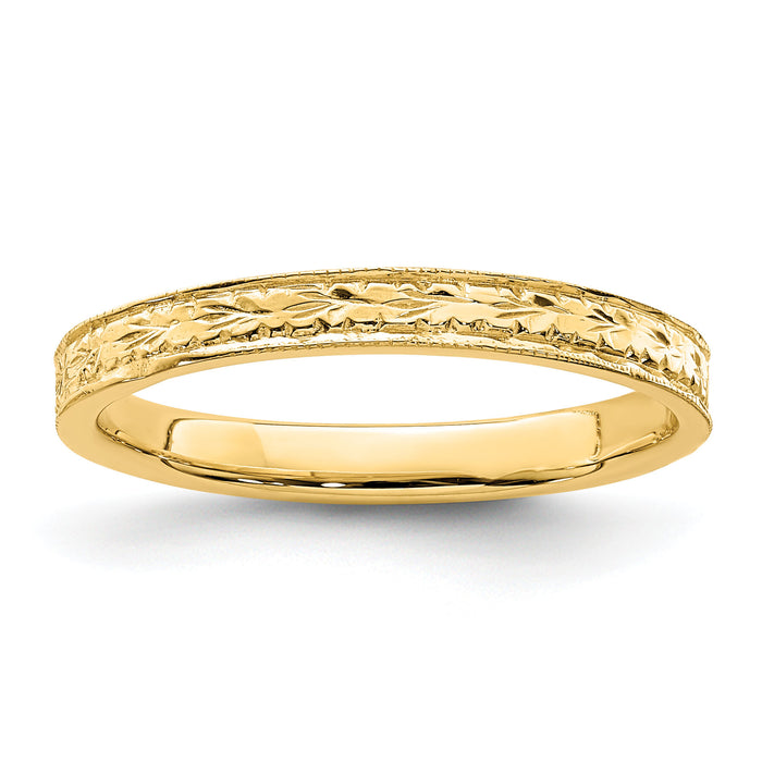 14K Polished Floral Band-R672