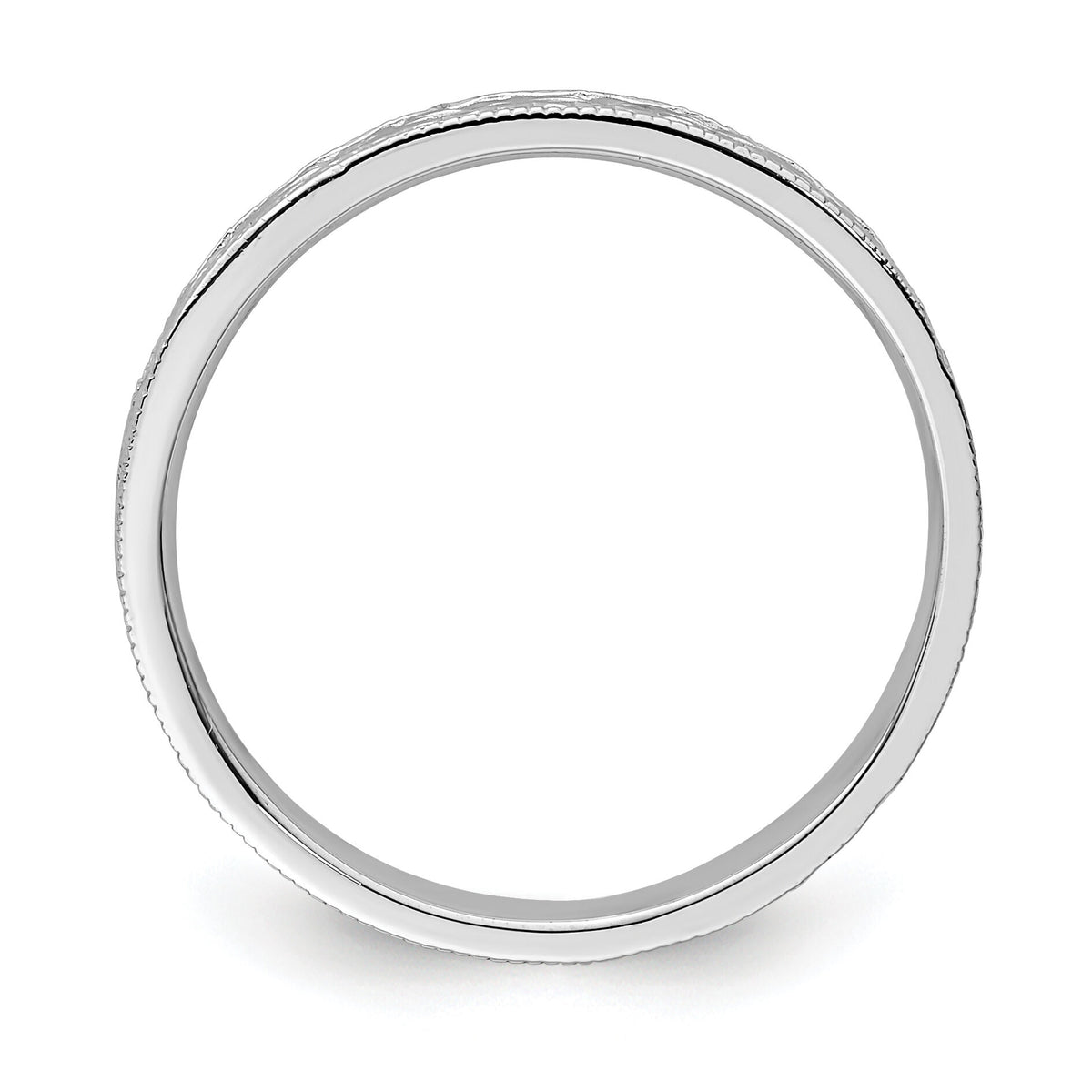 14K White Polished Floral Band-R672W