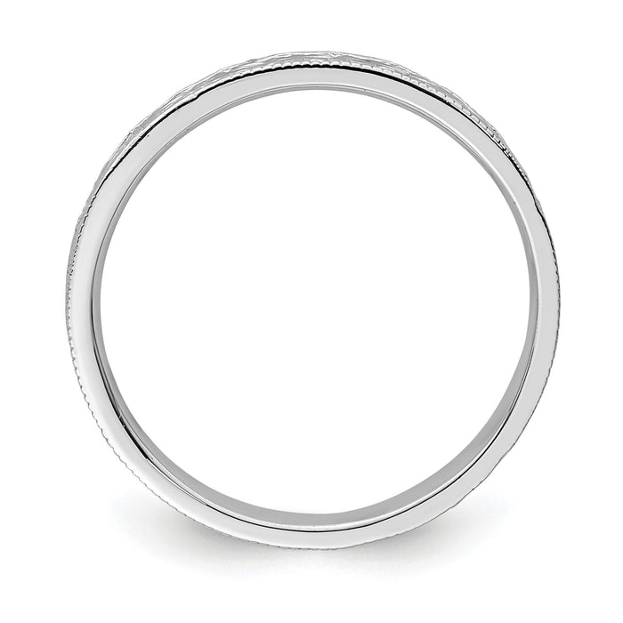 14K White Polished Floral Band-R672W