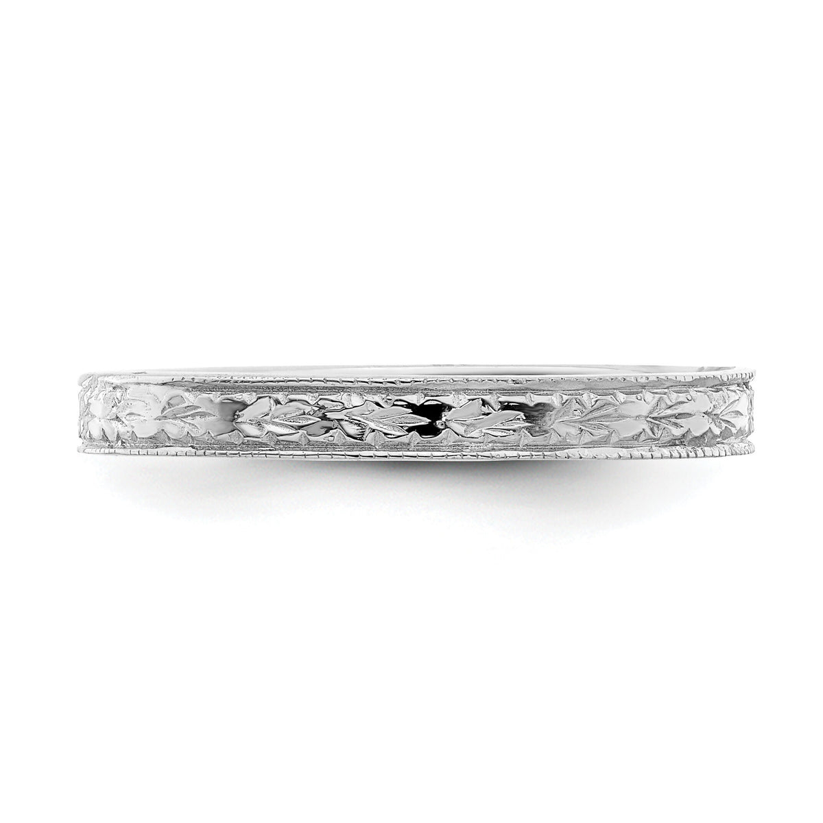 14K White Polished Floral Band-R672W