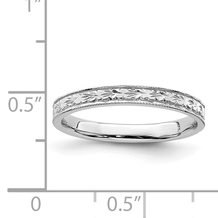14K White Polished Floral Band-R672W