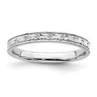 14K White Polished Floral Band-R672W