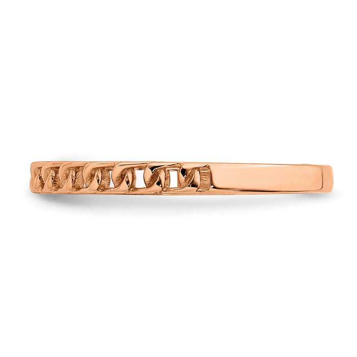 14K Rose Gold Link Design Ring-R674R