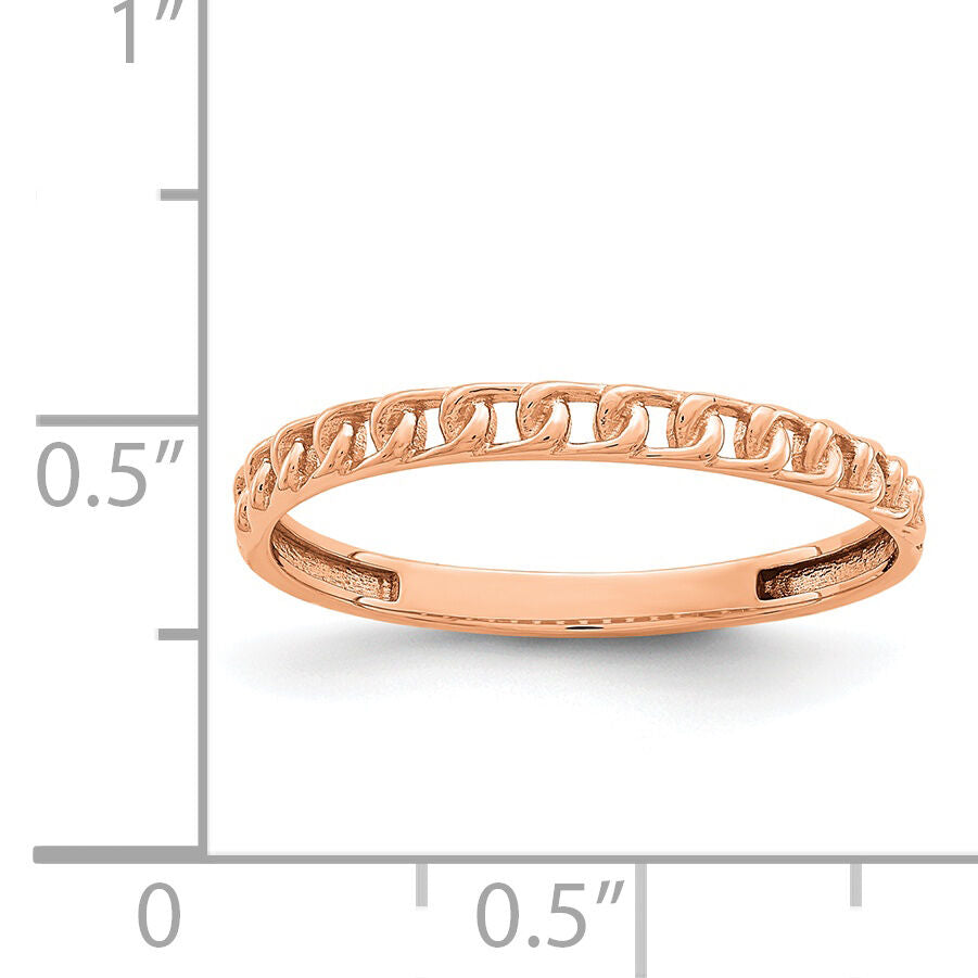 14K Rose Gold Link Design Ring-R674R