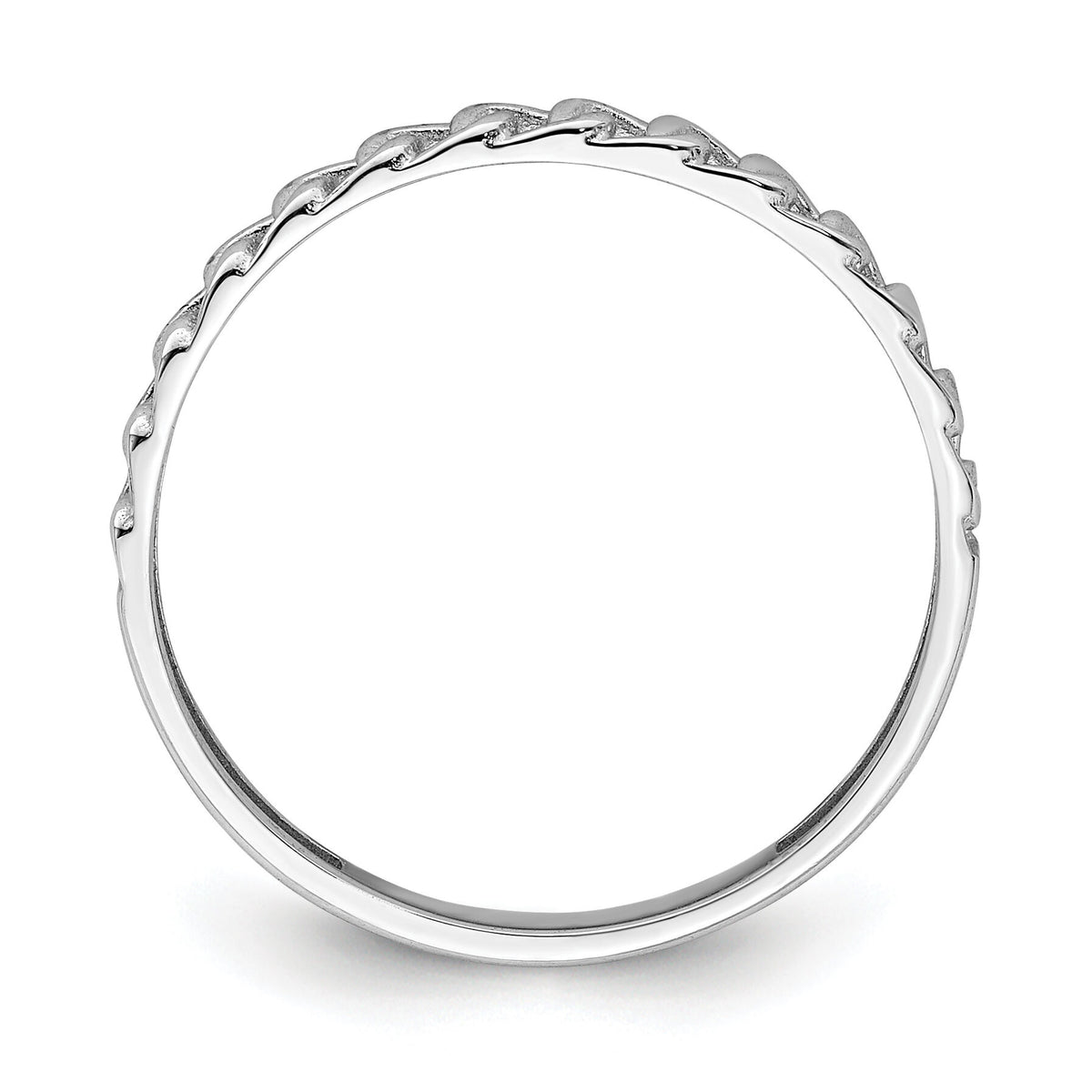 14K White Gold Link Design Ring-R674W