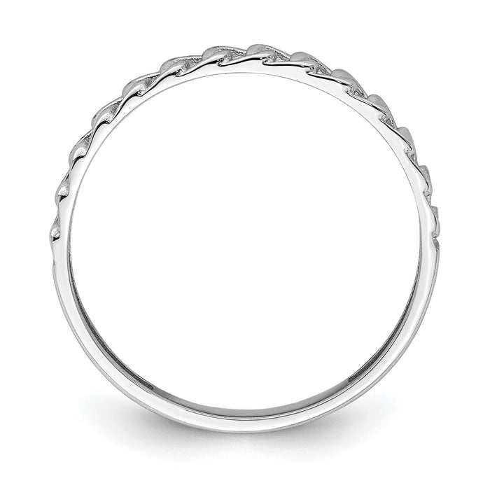 14K White Gold Link Design Ring-R674W
