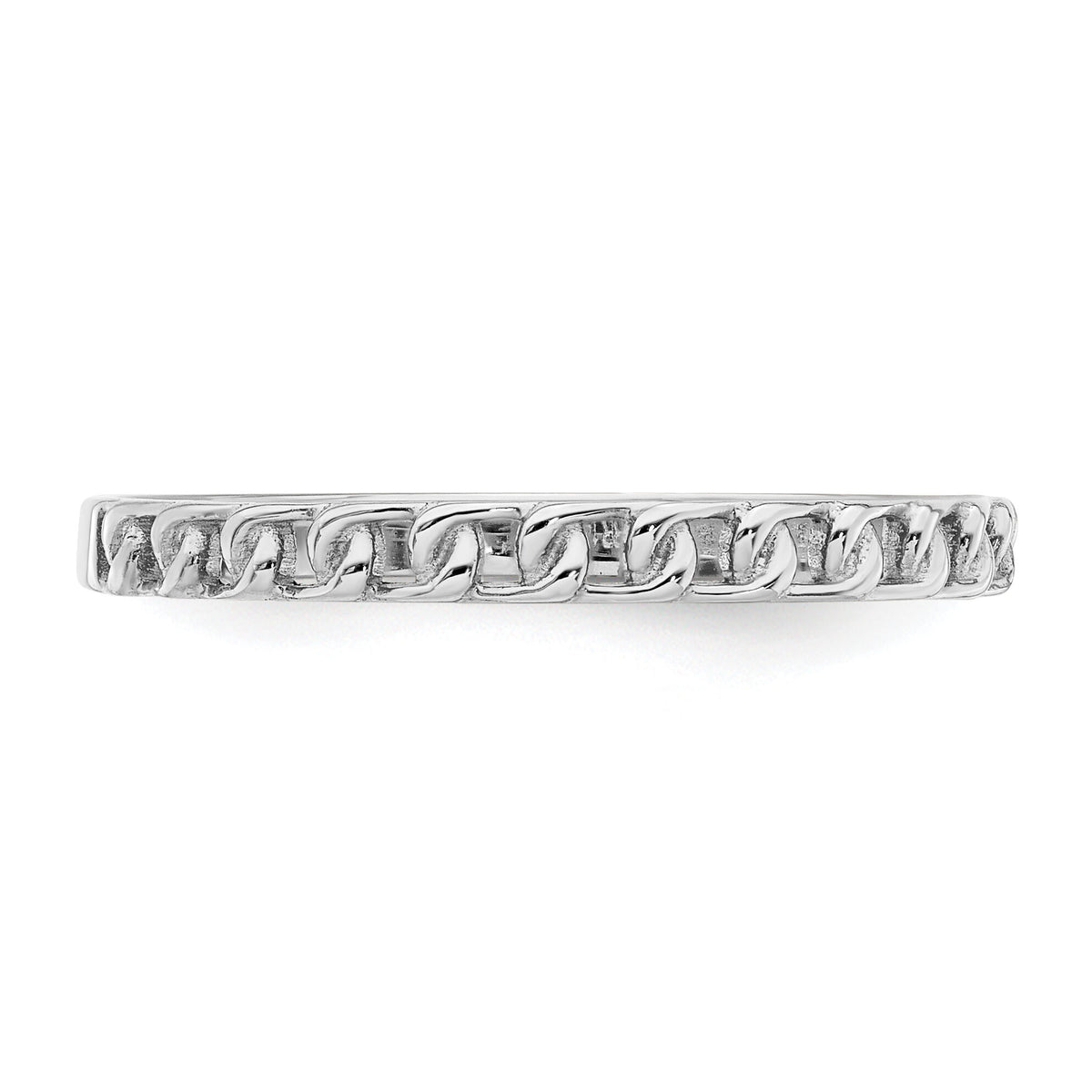 14K White Gold Link Design Ring-R674W
