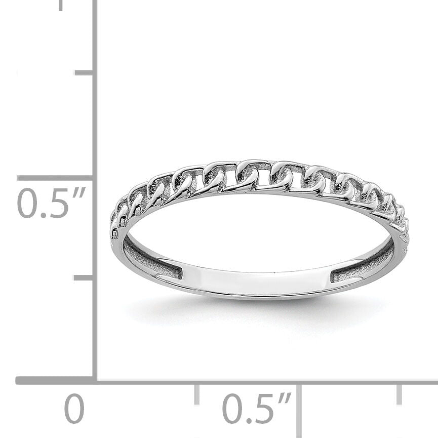 14K White Gold Link Design Ring-R674W