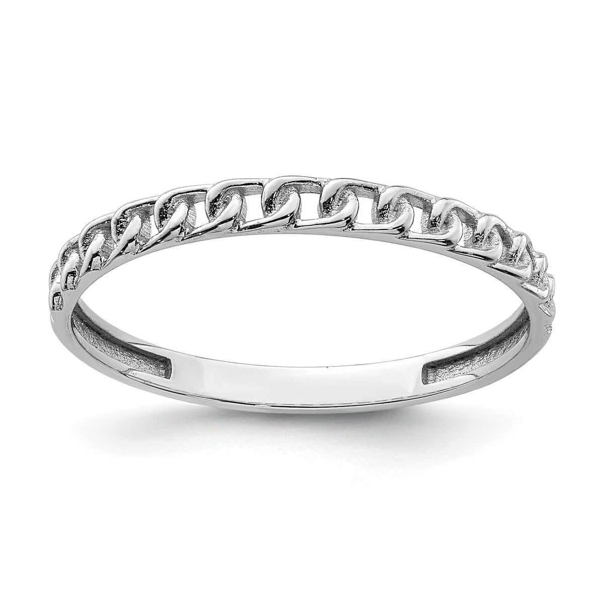 14K White Gold Link Design Ring-R674W