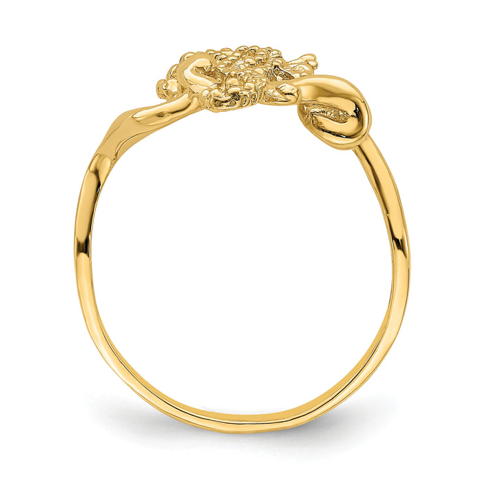 14K Polished / Textured / 2-D Seahorse Ring ()-R675