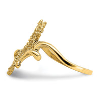 14K Polished / Textured / 2-D Seahorse Ring ()-R675