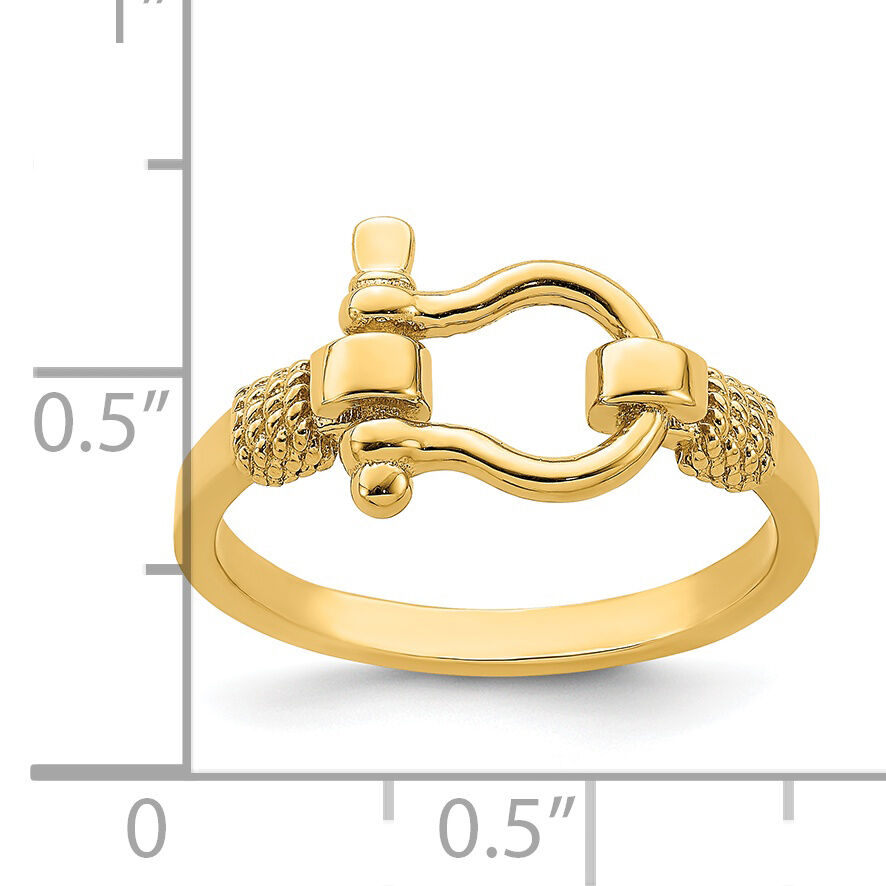 14K Shackle w/ Rope Edge Ring ()-R676