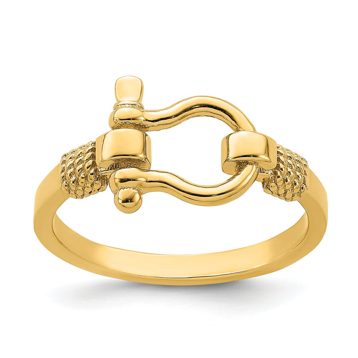 14K Shackle w/ Rope Edge Ring ()-R676