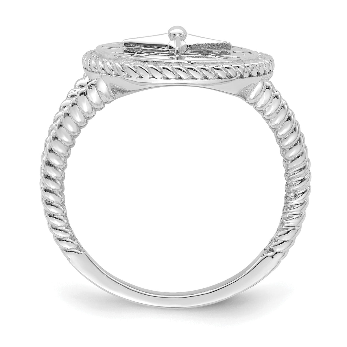 14K White Gold Nautical Compass Rope Ring-R677W