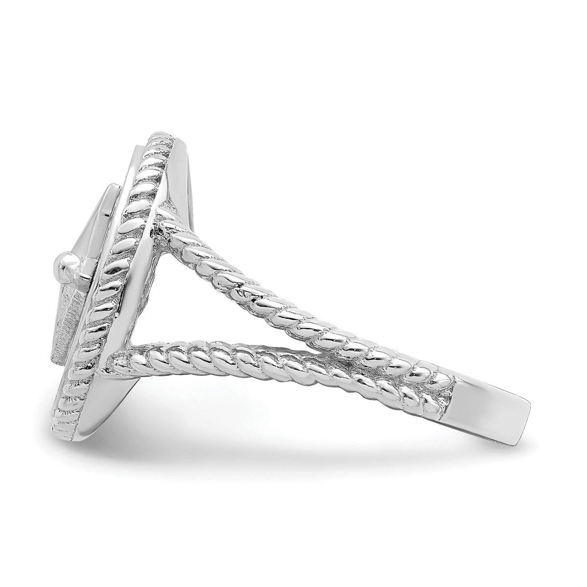 14K White Gold Nautical Compass Rope Ring-R677W
