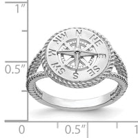 14K White Gold Nautical Compass Rope Ring-R677W