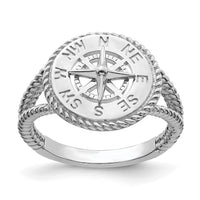 14K White Gold Nautical Compass Rope Ring-R677W