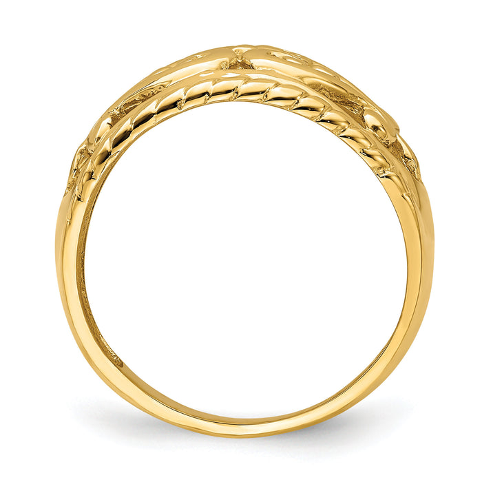 14k Polished Cut-Out Heart Design Band-R696