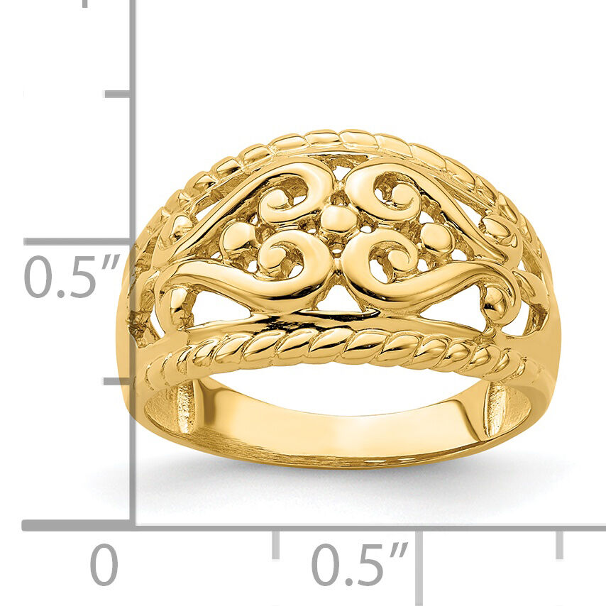 14k Polished Cut-Out Heart Design Band-R696