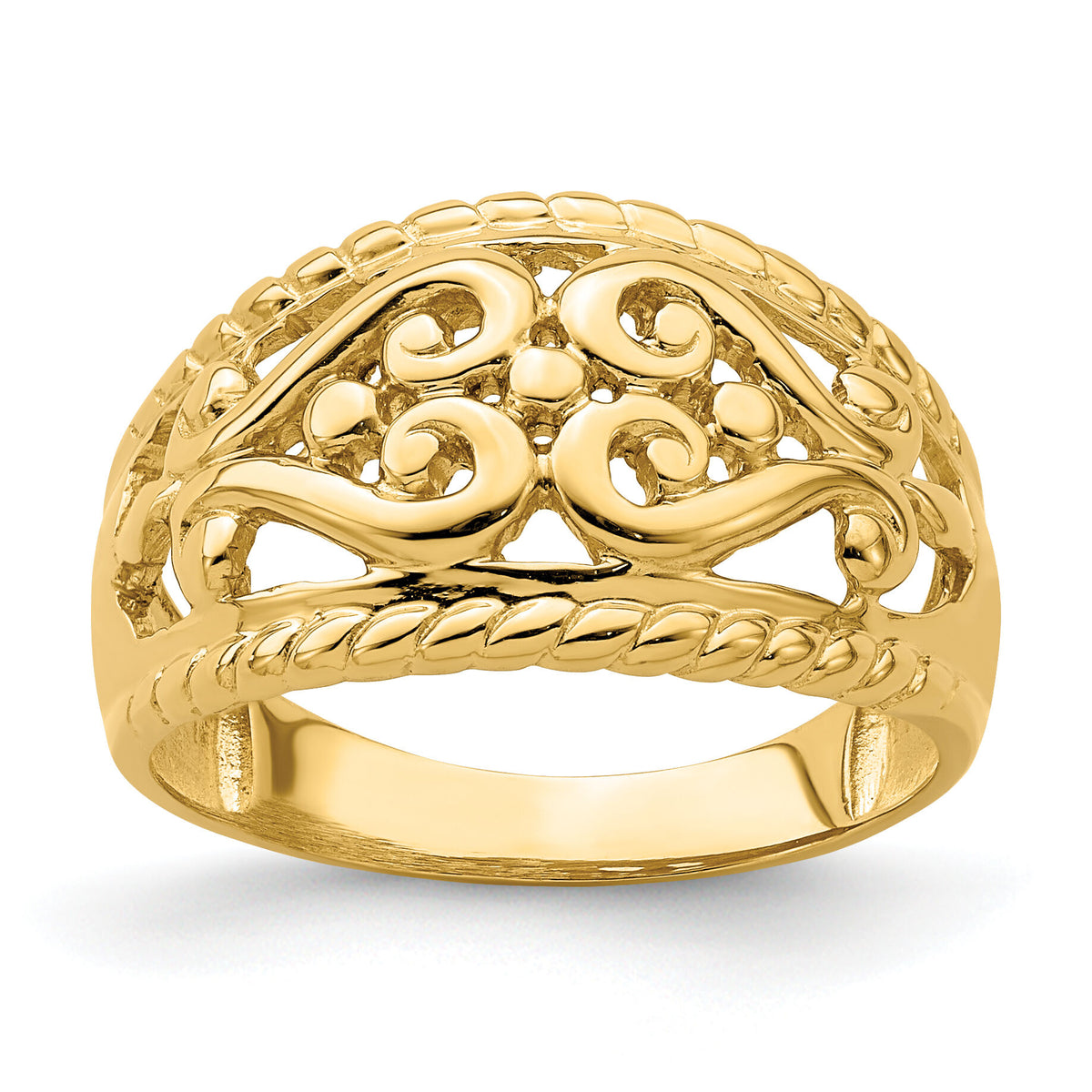 14k Polished Cut-Out Heart Design Band-R696