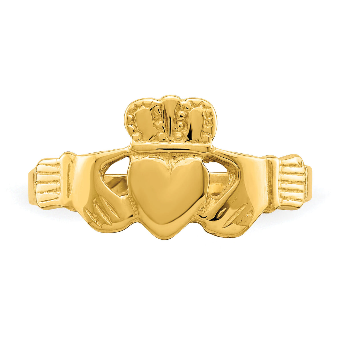 14k Polished Claddagh Ring-R700