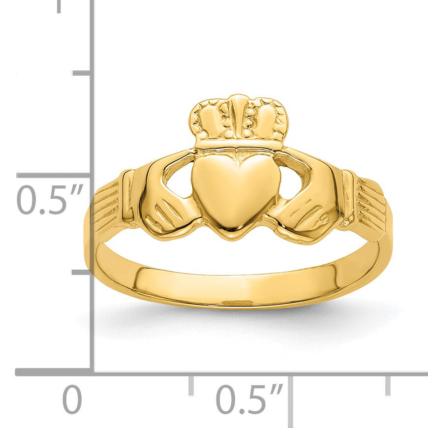 14k Polished Claddagh Ring-R700