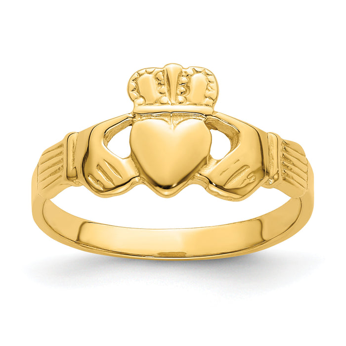14k Polished Claddagh Ring-R700