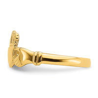 14k Polished Claddagh Ring-R701