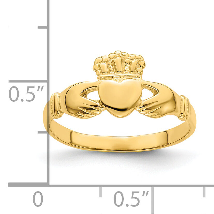 14k Polished Claddagh Ring-R701