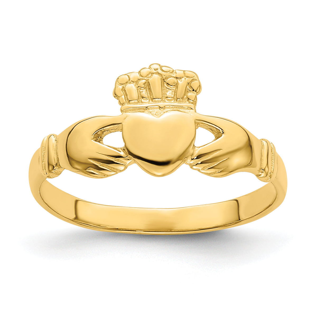 14k Polished Claddagh Ring-R701