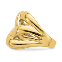 14k Polished Bold Basket Weave Dome Ring-R704