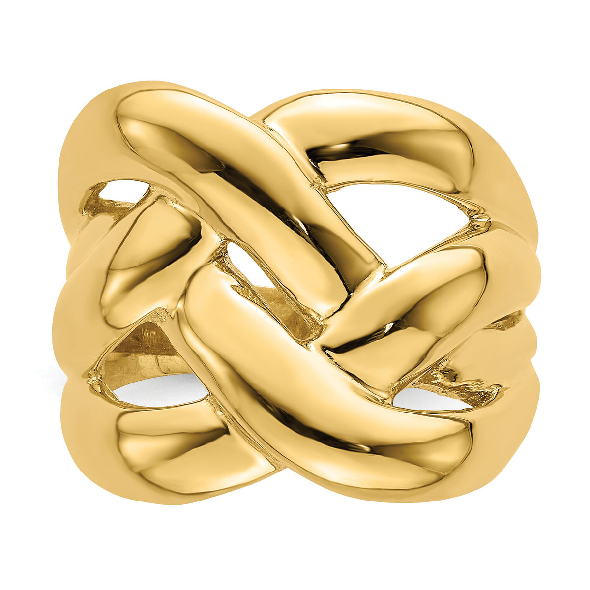 14k Polished Bold Basket Weave Dome Ring-R704