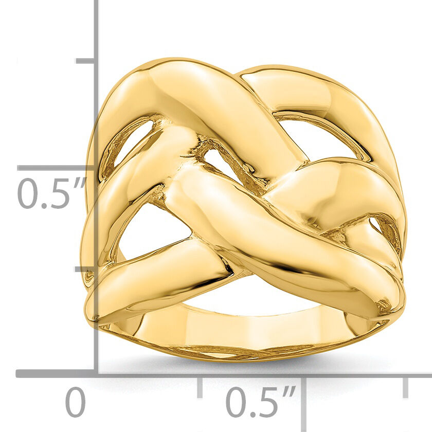 14k Polished Bold Basket Weave Dome Ring-R704
