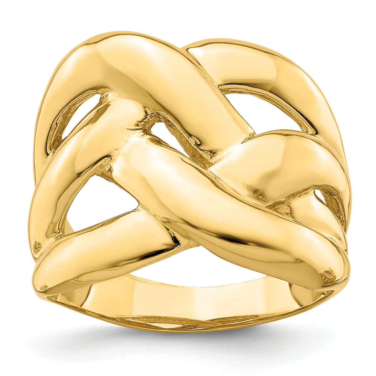 14k Polished Bold Basket Weave Dome Ring-R704