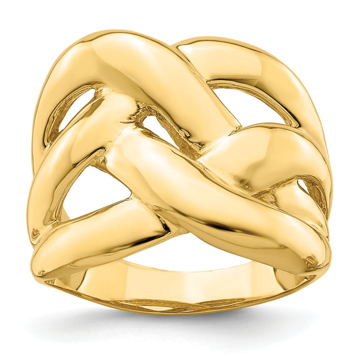 14k Polished Bold Basket Weave Dome Ring-R704