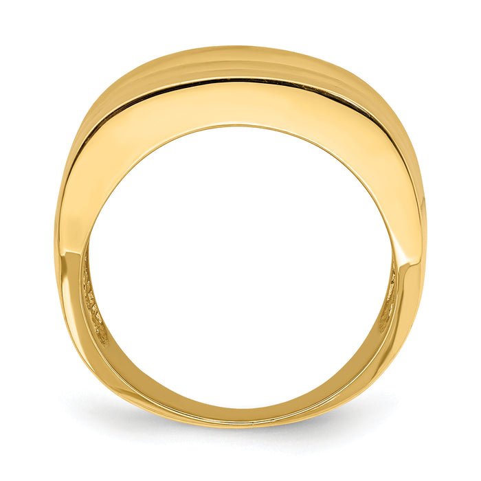 14k Polished Triple Ridge Dome Ring-R706