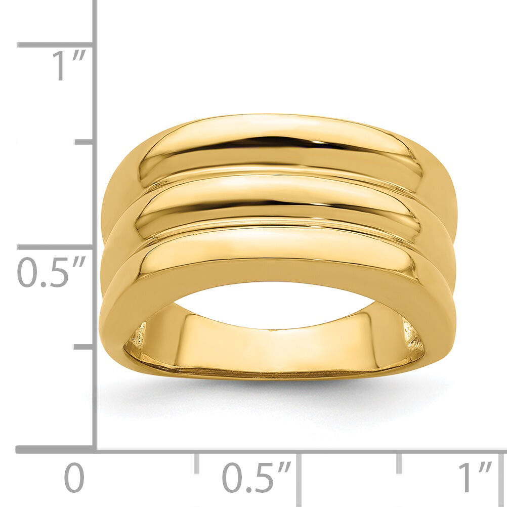 14k Polished Triple Ridge Dome Ring-R706