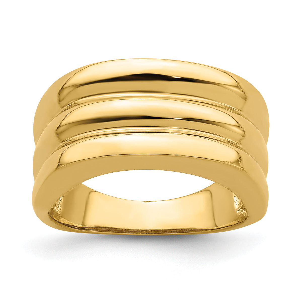 14k Polished Triple Ridge Dome Ring-R706
