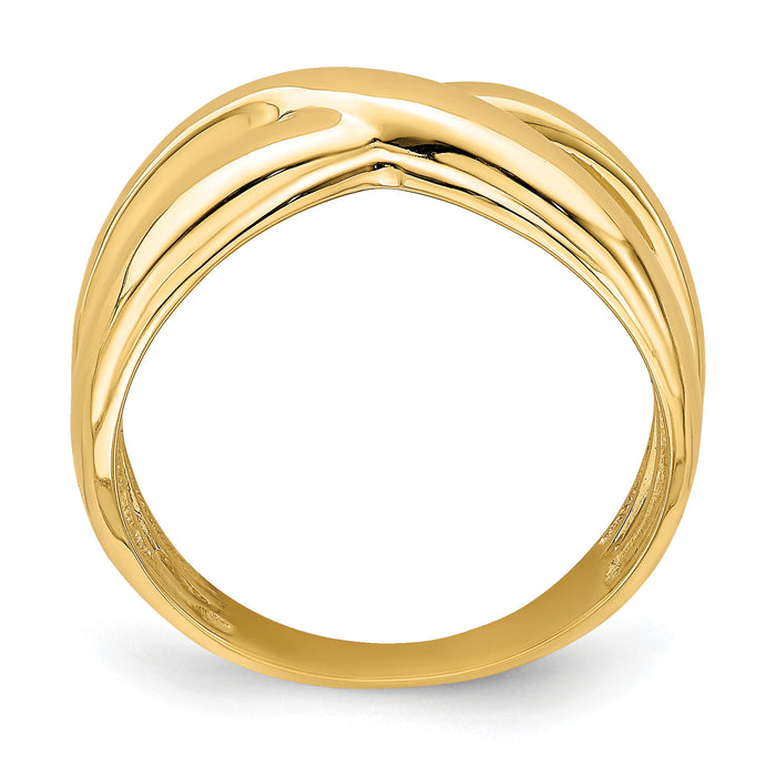 14K Polished w/ Cut Out Sides X Dome Ring-R707