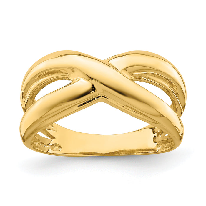 14K Polished w/ Cut Out Sides X Dome Ring-R707