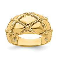 14k Quilted Rope Solid Dame Ring-R716