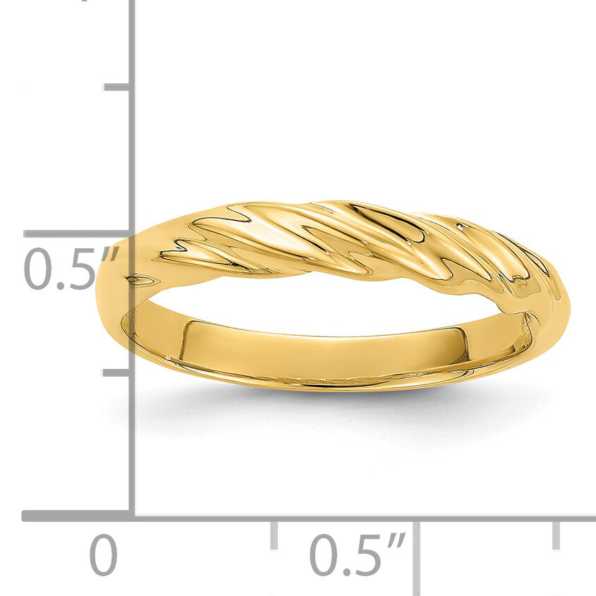14k Polished Thin Ribbed Dome Ring-R720