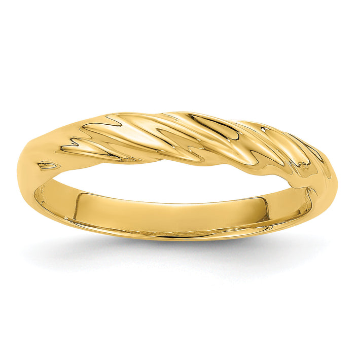 14k Polished Thin Ribbed Dome Ring-R720